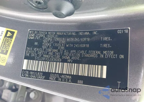2018 Toyota Highlander Xle from USA, damaged, VIN 5TDJZRFH3JS836069